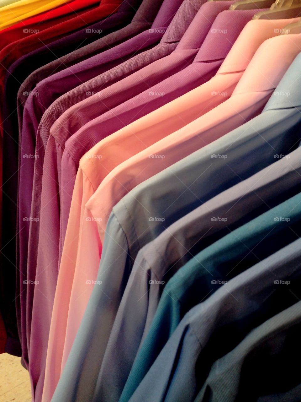 colorful shirts on a hanger