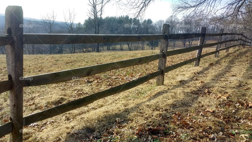 Wooden fences in rural countryside