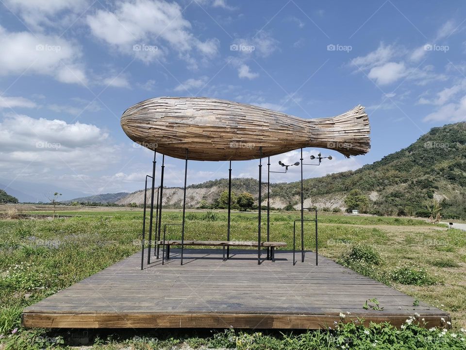 Looking at the scenery under a cloud like a fish