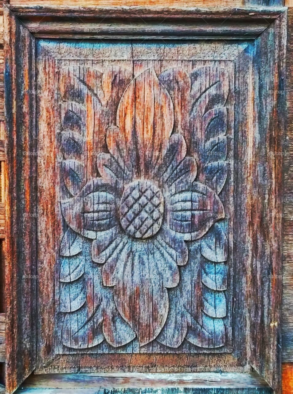 antique door. door decor from a 1950s cabin