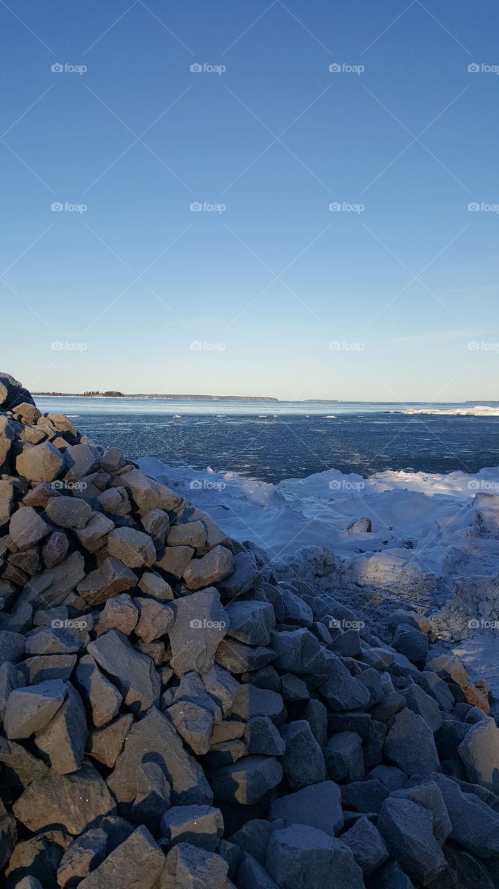 Stones with sea in the background