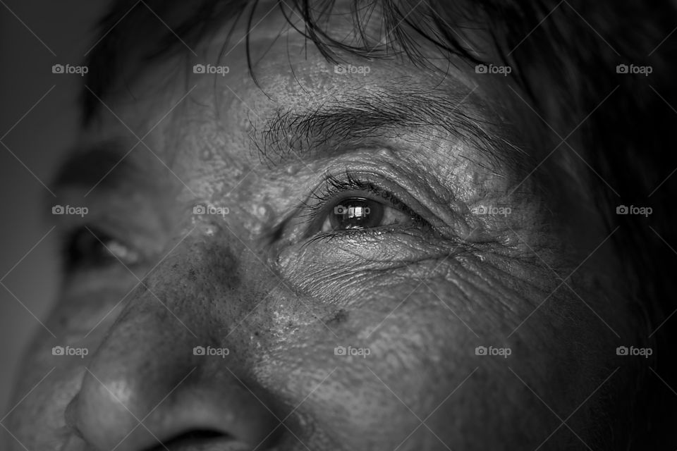 Old woman portrait looking with emotions