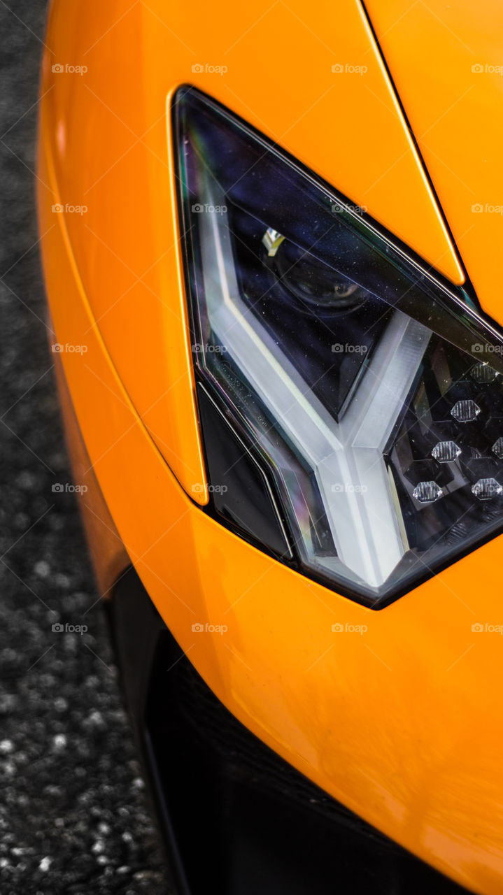 The headlights of the beasty machine the Lamborghini Aventador SV