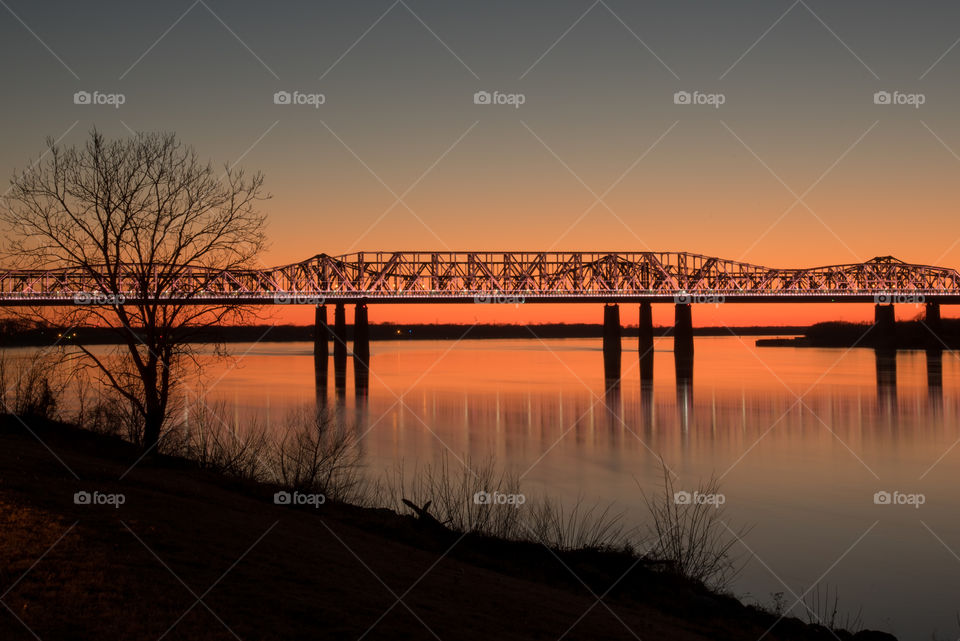 Sunset on the Mississippi River in Memphis TN