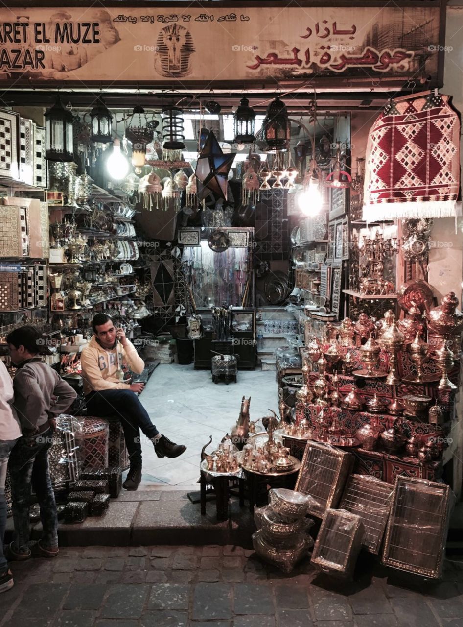 Merchant shop, Khan el-Khalili market, Cairo, Egypt