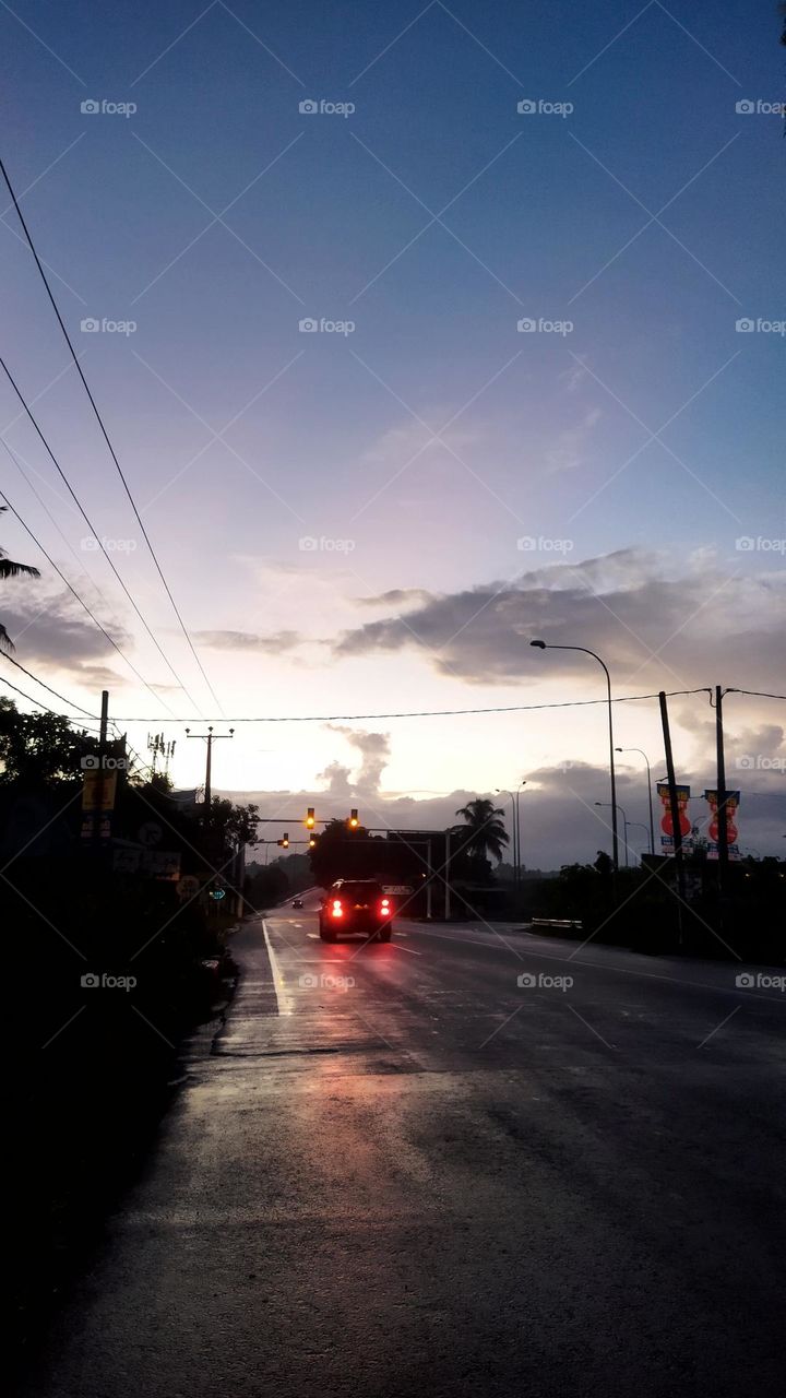 A morning view of the road