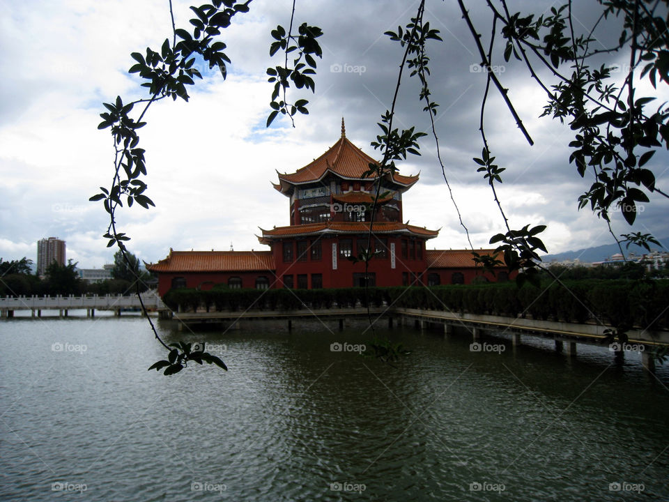 sky china clouds lake by mengzishiliu