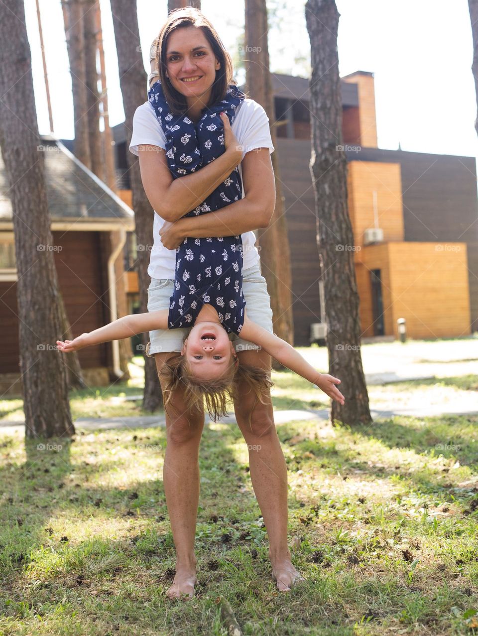 Happy mom and daughter 