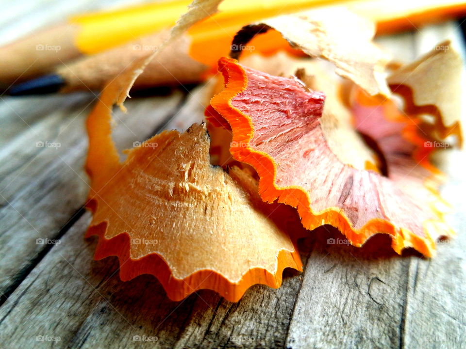 Close-up of pencil shavings