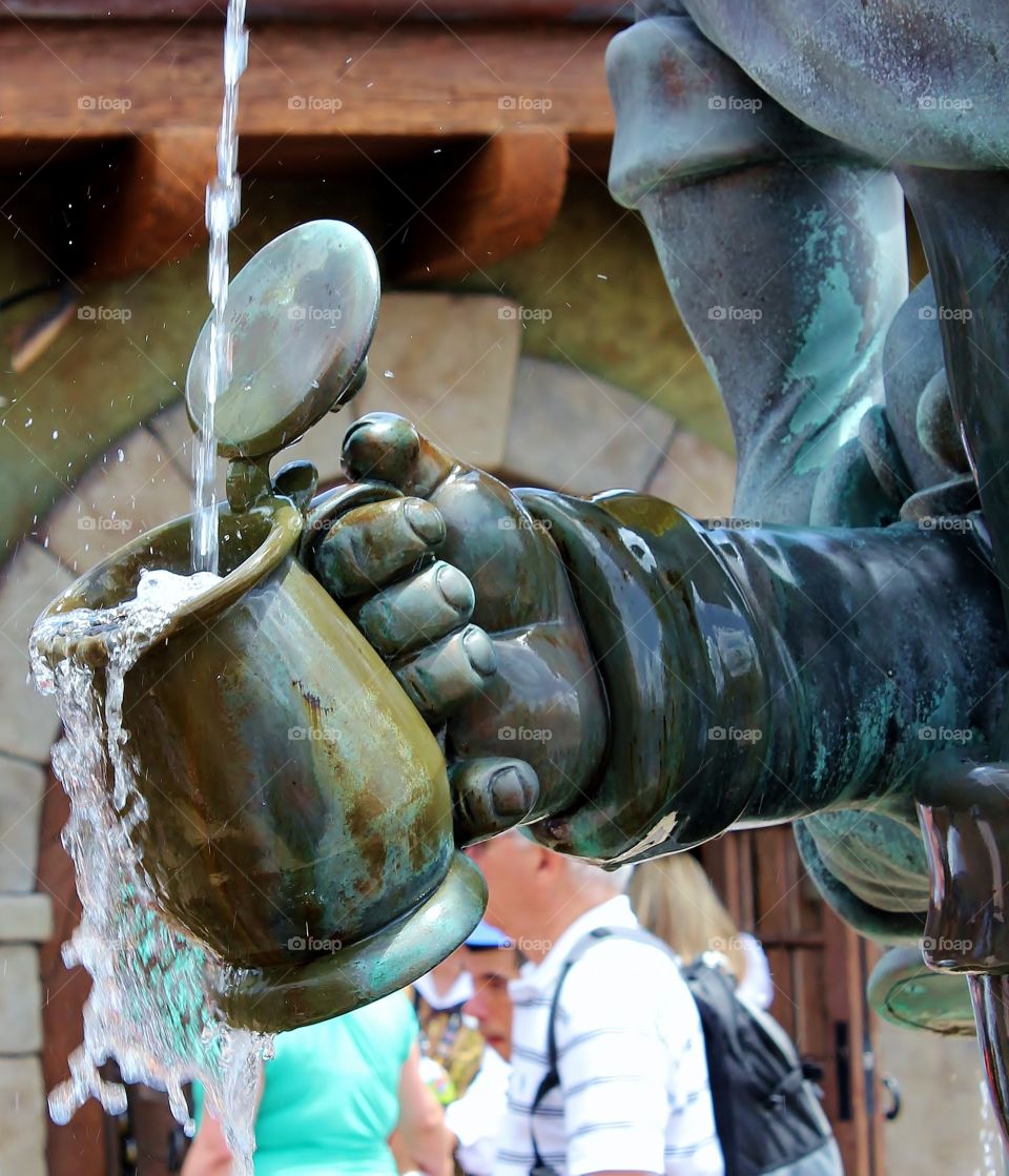 Gaston's mug . A great statue of Gaston being Gaston