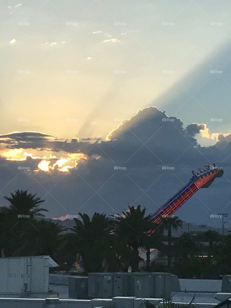 Sunrise over The Hard Rock Cafe in Vegas