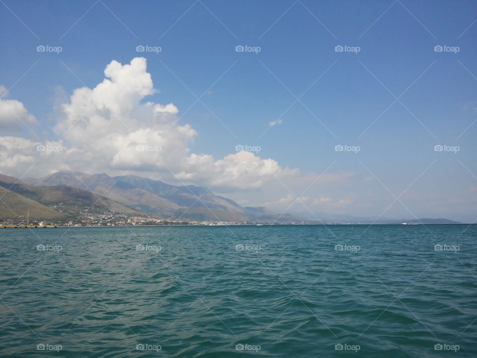 Coastline. View from the sea.