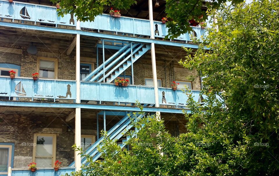 Architecture. Blue Stairs