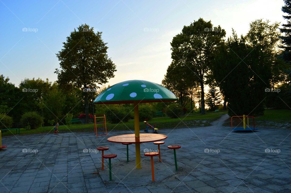 playground in time of golden hour