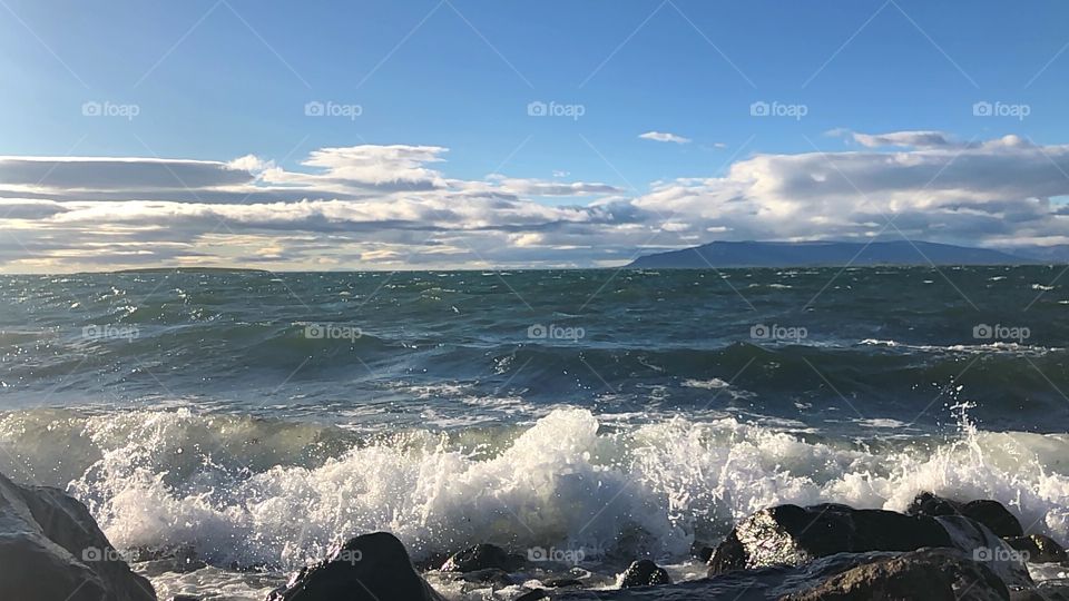 Waves crashing, and wind blowing.   It was a wild and beautiful day.    The sun was a welcomed change from the unusual cloudy summer in Iceland.