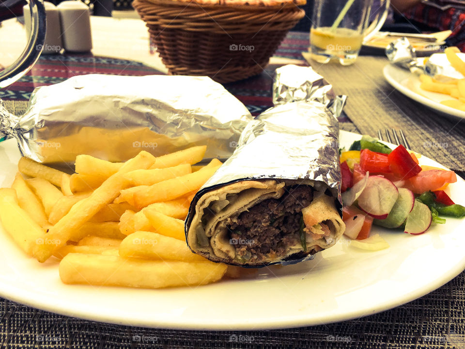 Camel Wrap with French Fries