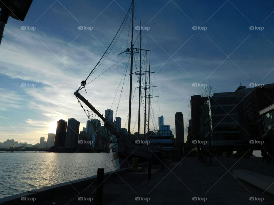 sailboat in Chicago skyline