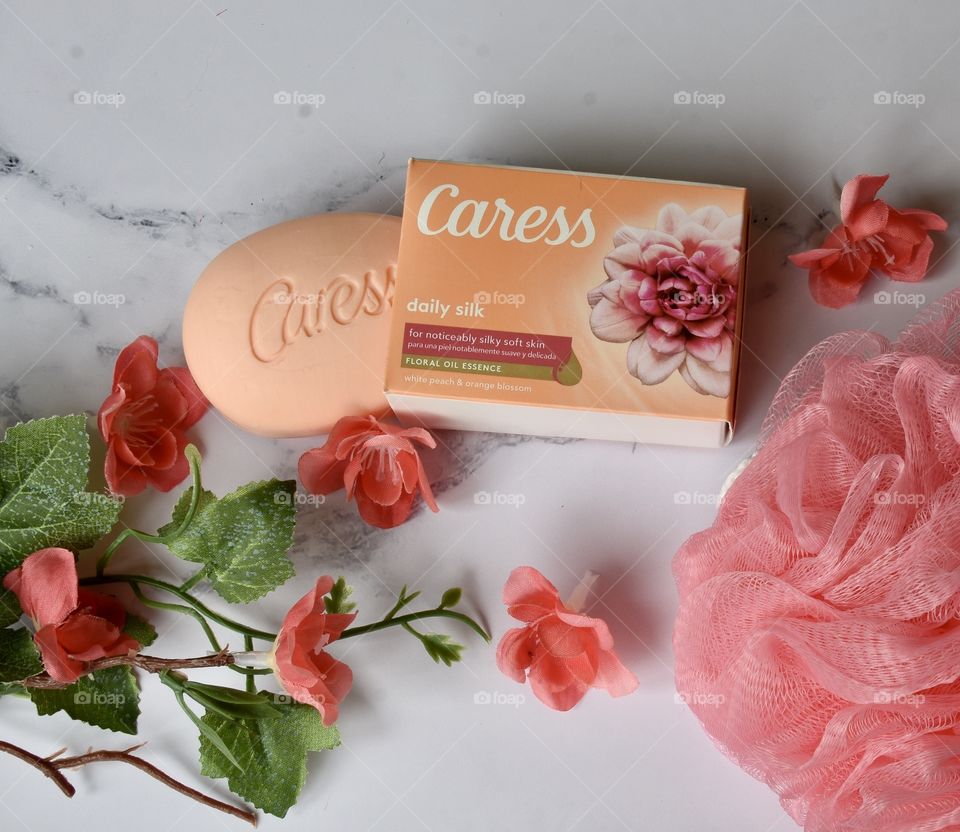 Caress soap flat lay 