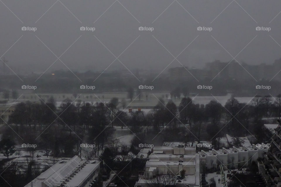 A very foggy day in Munchen city.