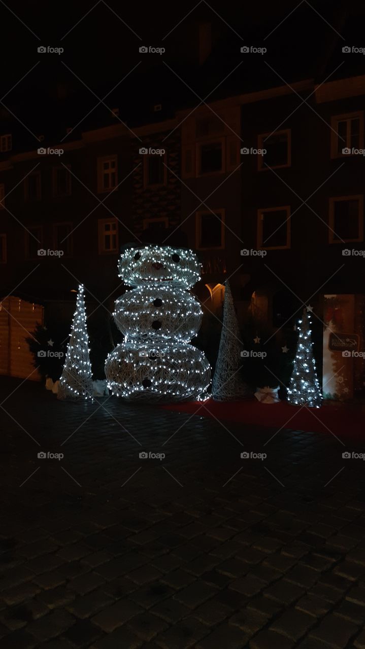 ніч,сніговик