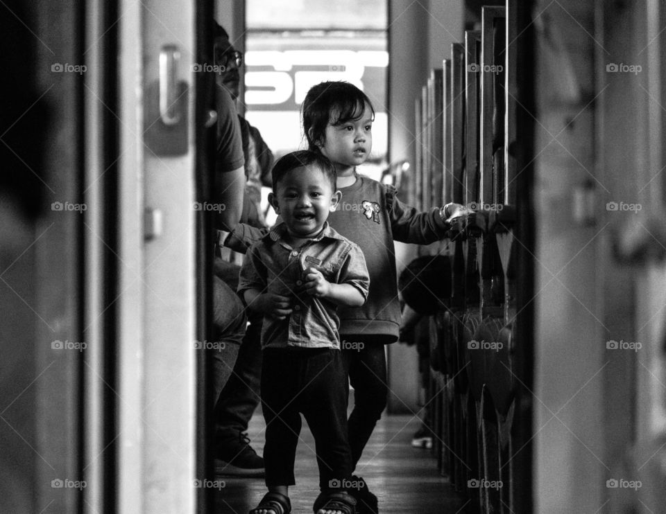 Kids enjoy on the train trip 