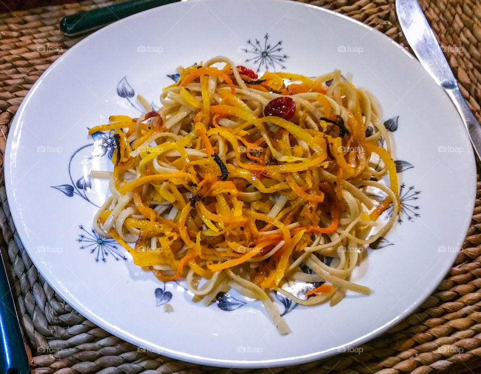 Wholewheat pasta served on plate