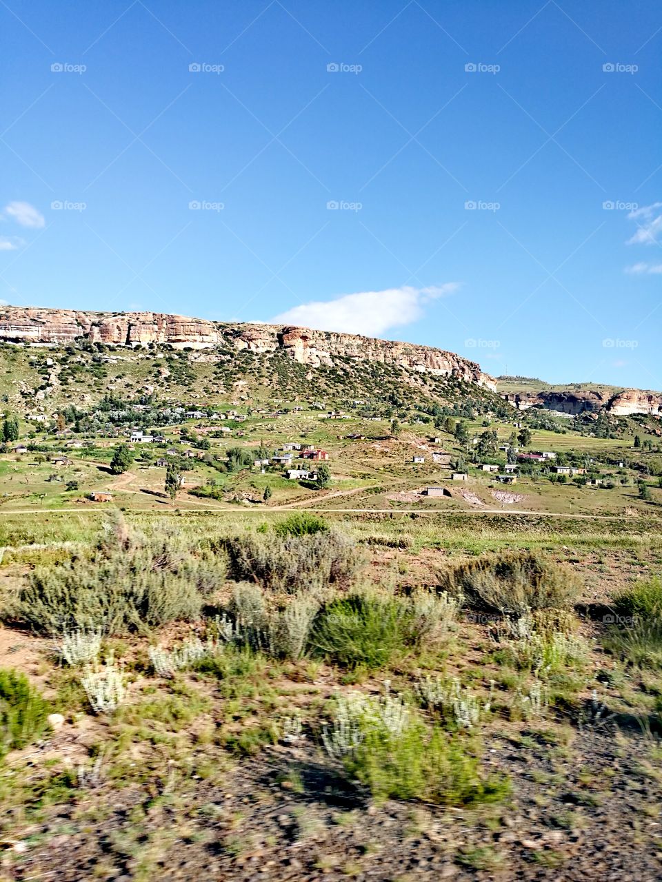 Lesotho village, Africa.