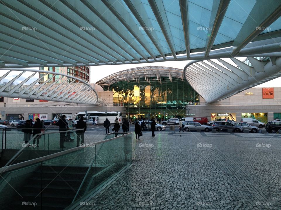 Outside of railway station, modern architecture