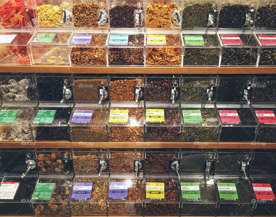 Health food store granola and trail mixes