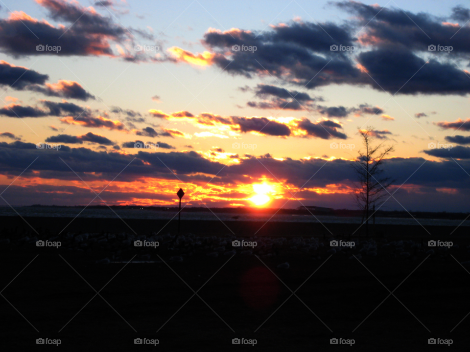 new york ocean sky sunset by vincentm