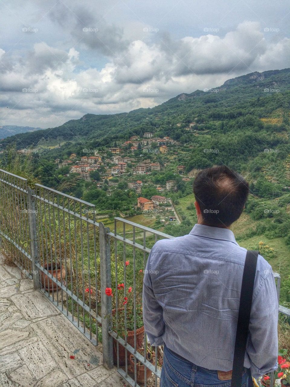 Tourist visiting Castel Trosino, Italy