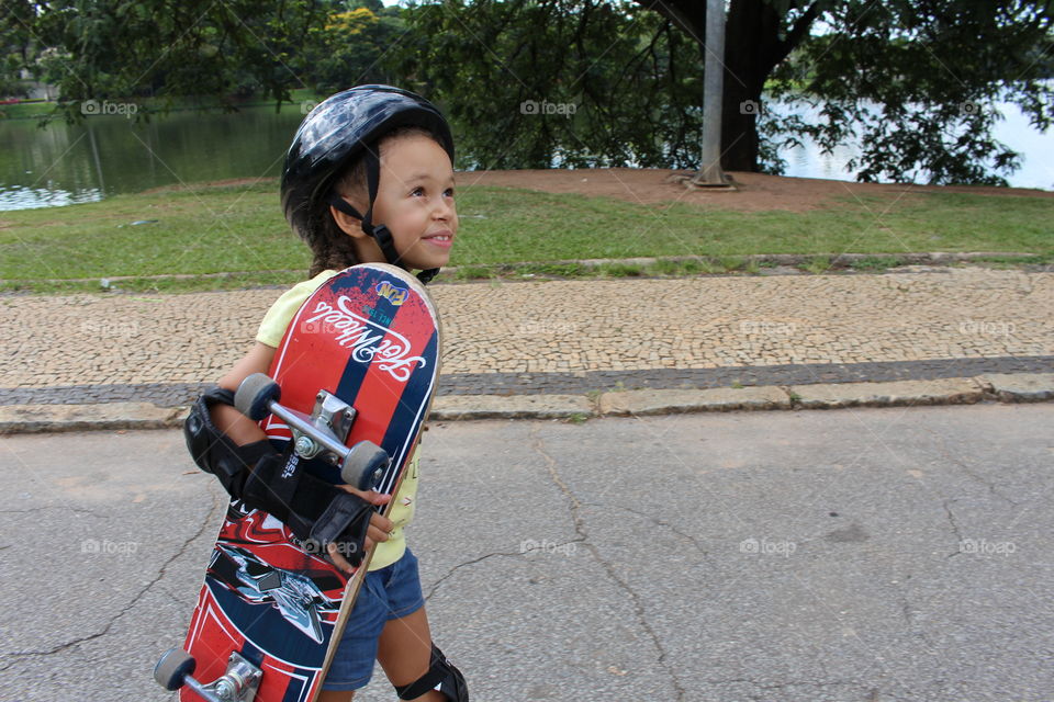 Little girl skateboarding