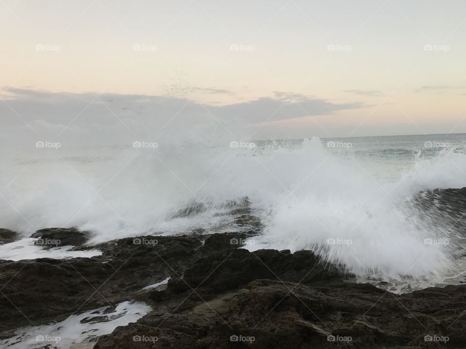 Crashing morning waves in Sabang, Puerto Princesa, Palawan, Philippines.