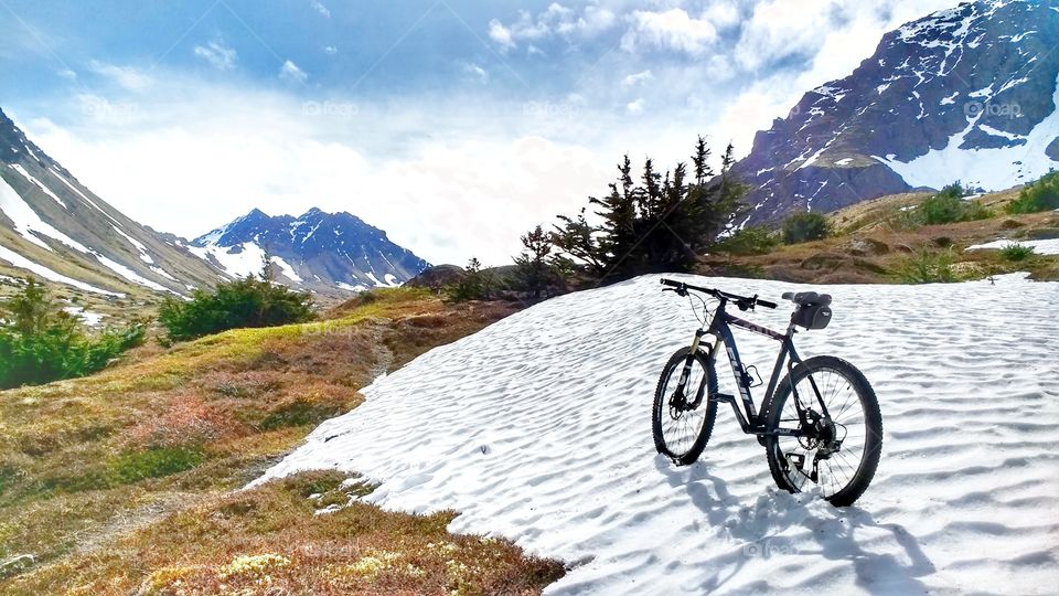 Mountain biking above the snow line