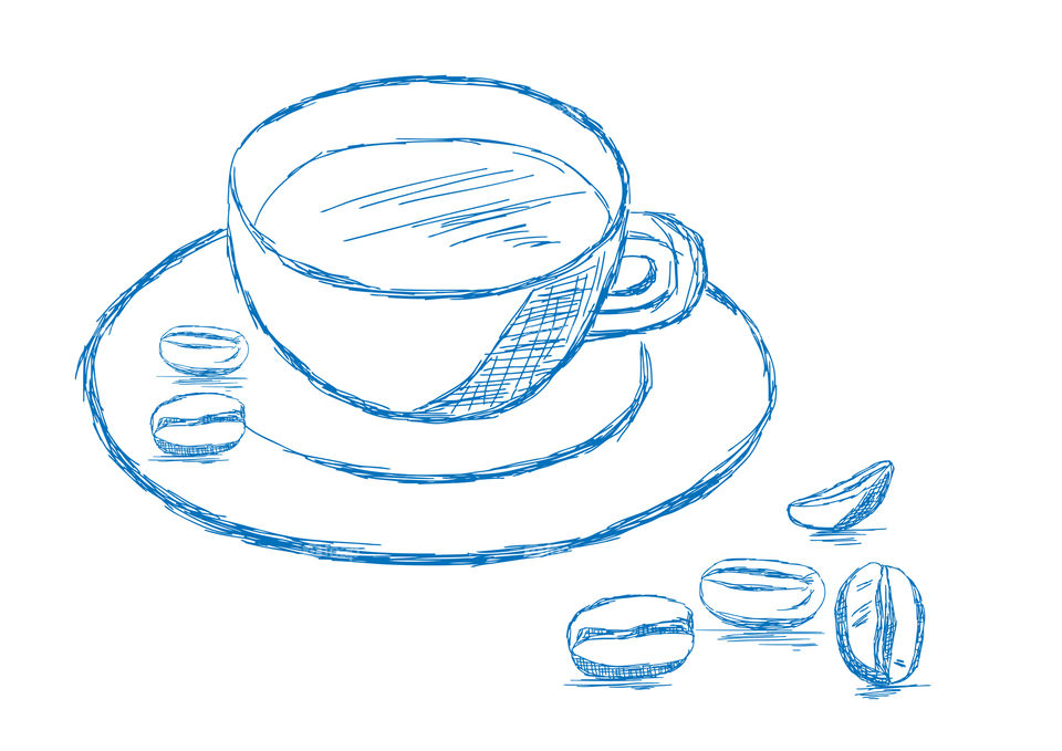 Coffee cup and coffee beans illustration