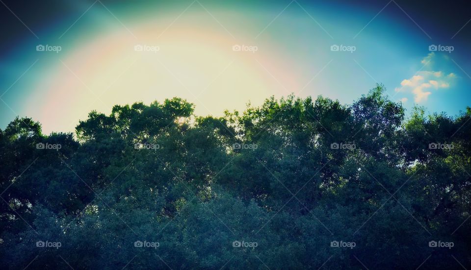 Rainbow colors at sunset.