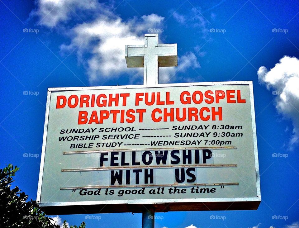 Doright Full Gospel. Church sign 