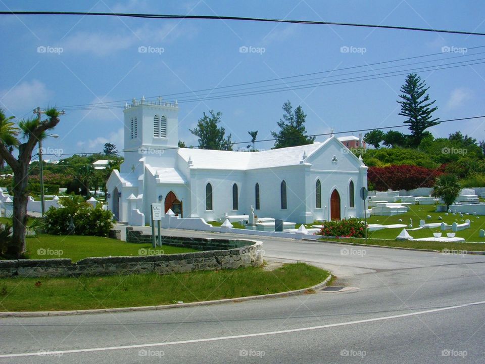 Bahamas traditional white buildings