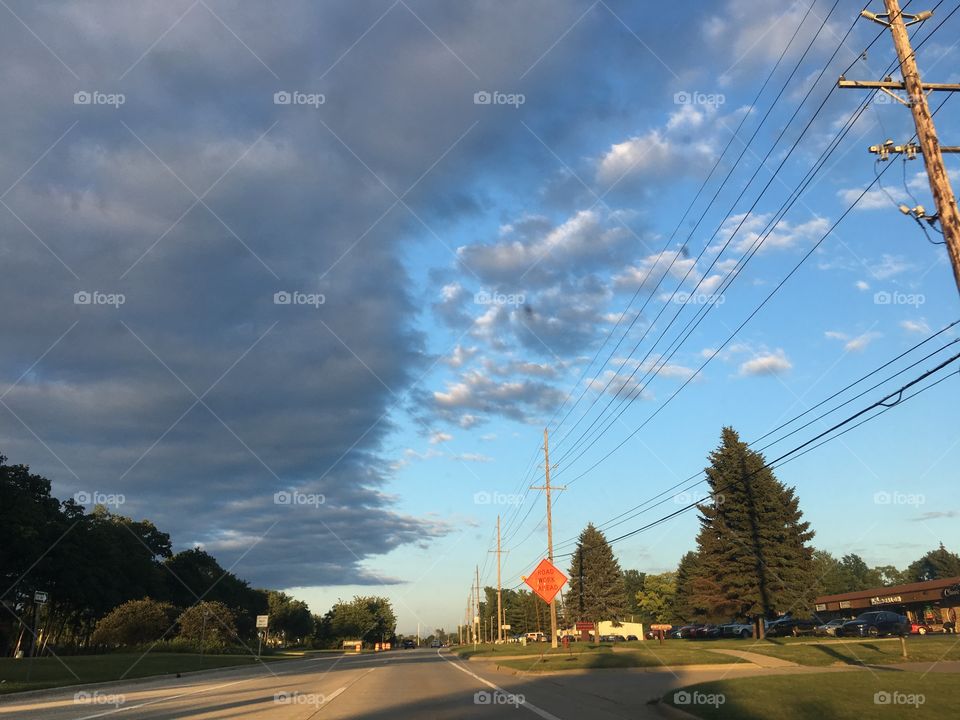 Half blue skies half storm, in Ann Arbor, Michigan 