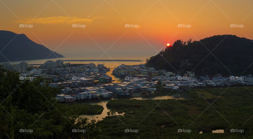 Tai O winter sunset