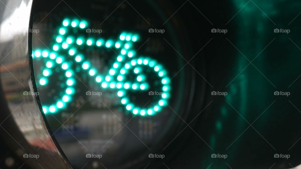 Bike sign in São Paulo ciclepath, Brazil
