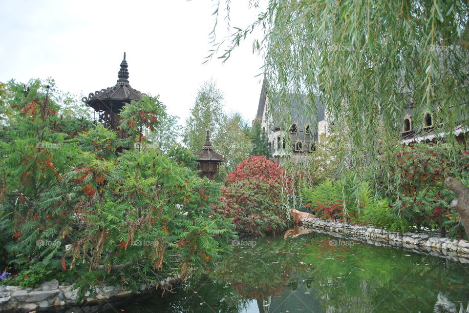 A beautiful garden at a castle in Bulgaria