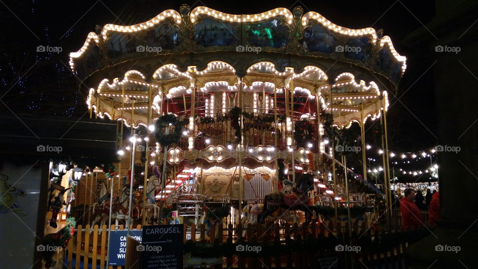 Carousel at the Edinburgh Christmas market, Scotland
