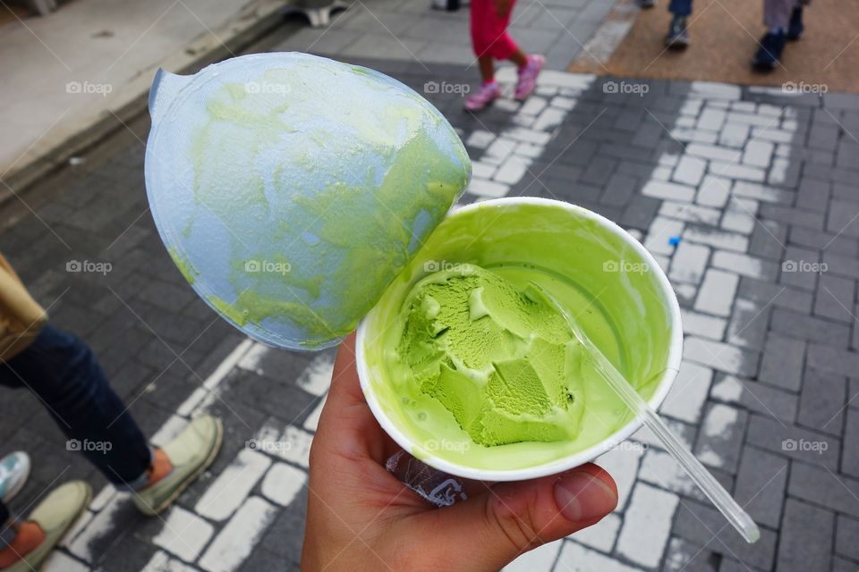 Super green ice cream! In Japan matcha sweets are everywhere, but in Europe they are super exotic!