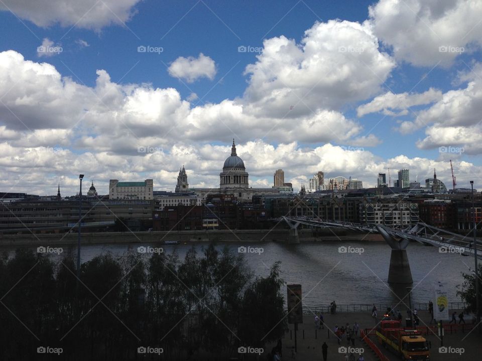 St. Paul's cathedral and millennium bridge in London