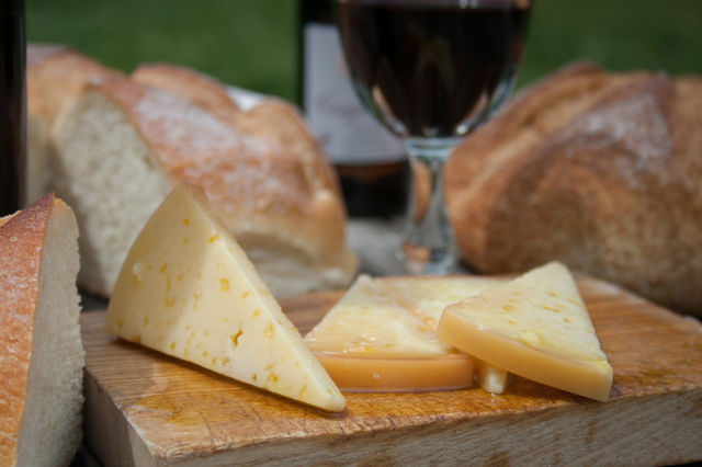 Cheese and wine glass