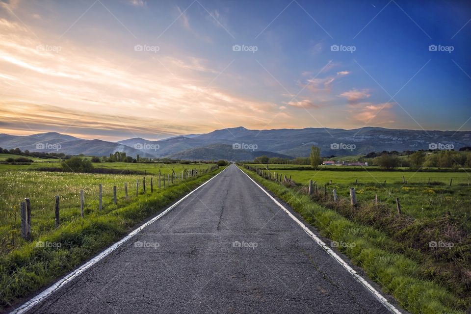 road during sunset