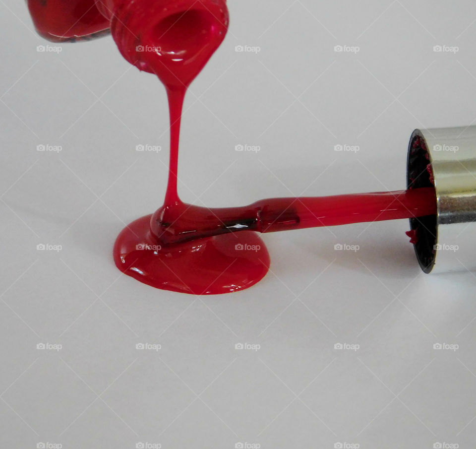 Close-up of red nail polish