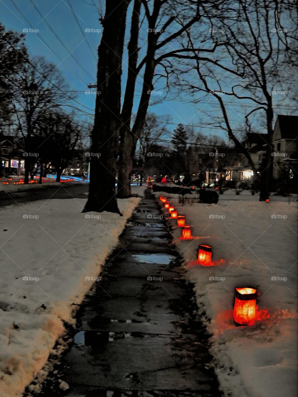 Luminaria in snow