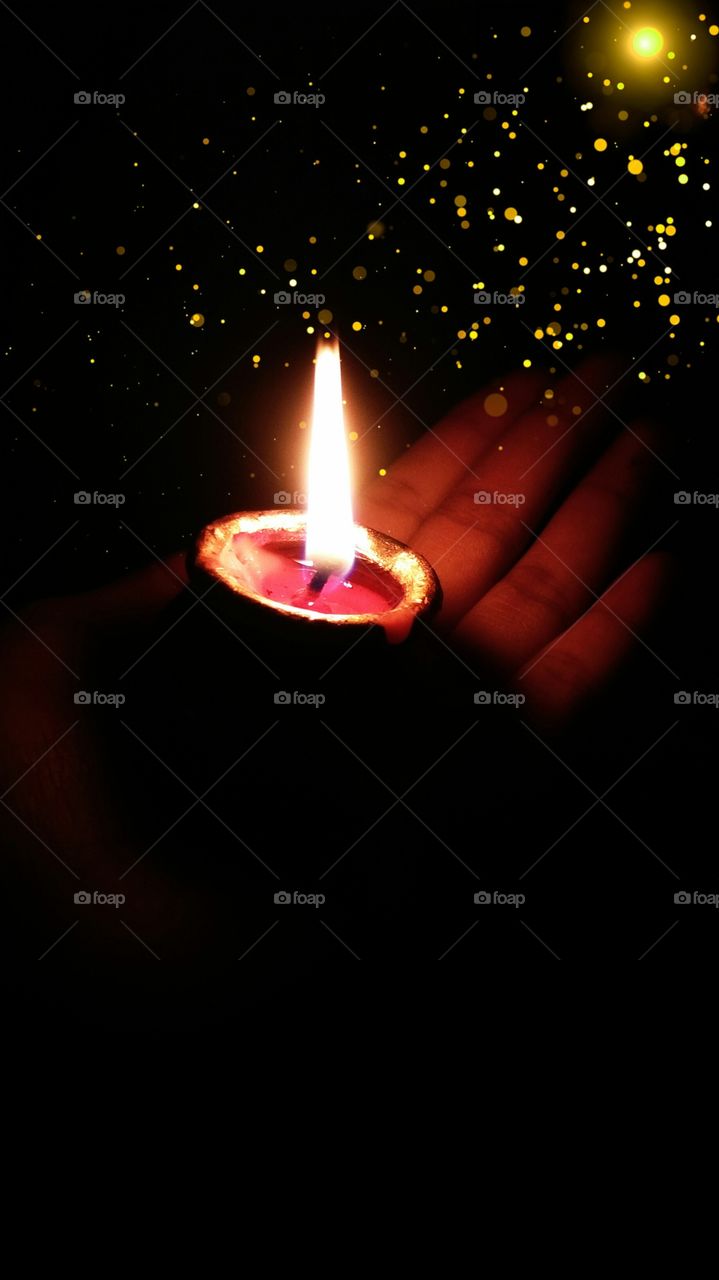 Diwali festival celebration in India with beautiful diya or lamp